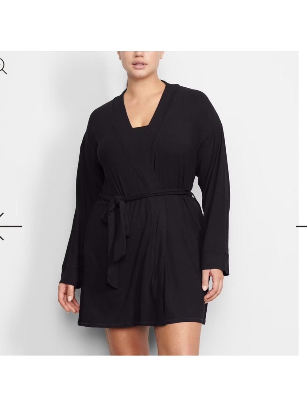 SKIMS SOFT LOUNGE RIBBED ROBE ONYX BLACK